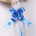 Bright blue satin gift bow with white heart patterns and ribbon for festive gift wrapping - Deep Blue Heart