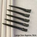 Set of five 9cm matte black metal hair clips with ventilation holes on fabric - Large (1pc) / Black