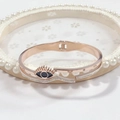 Rose gold Evil Eye cuff bracelet with white zircon pavé and eyelash detail accents - 358 Rose Gold Bangle (358 Rose Gold)