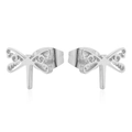 Minimalist dragonfly stud earrings in silver metal with detailed hollow wing design - 108 Dragonfly - Silver