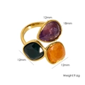 Retro Gold-Titanring mit tropfenförmigem lila und quadratischen Zirkonsteinen - Mehrfarbig 11