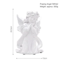 White resin praying angel sculpture statue with detailed wings 20.5cm height - Praying Angel Resting Chin (White)