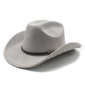 Detailaufnahme grauer Cowboyhut aus Wildlederimitat mit Flechtband und Metallakzent - M(56-59CM) / Hellgrau (Wildleder)