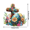 Cruz de madera de Pascua DIY con pintura de diamantes flores y huevos de colores - Adorno de cruz floral y huevos