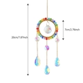 Attrape-soleil en cristal arc-en-ciel avec anneau doré et prismes, longueur 20cm - Cercles Colorés