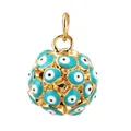 Goldener kugelförmiger Evil Eye Anhänger mit blau-weißem Emaille für DIY-Schmuckstücke - M93 Türkis Kugelhänger / Türkis