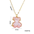 Pink bear pendant necklace with golden stars and stainless steel chain for women - Pink Style (519)