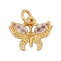Golden butterfly jewelry pendant with marquise-cut cubic zirconia and hollow texture - Ginger Yellow L352607-Clear