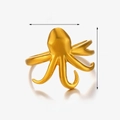 Verstellbarer goldener Oktopus-Ring aus Edelstahl mit 1,7 cm Durchmesser - Oktopus-Form / Gold