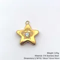 Star-shaped 18K gold plated stainless steel pendant with sparkling central crystal - Pentagram
