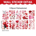 Valentine's Day wall stickers set with 135 pieces of hearts and cupid designs - 135pcs 10 Sheets Set (UV24Y11280T_T)