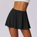 Zwarte tennisrok met hoge taille en verkoelende sneldrogende stof voor yoga en fitness - L / Bottoms / Premium Zwart