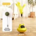 Yellow tumbler cat toy with suction cup base, spring wand, feather and catnip ball - Replaceable Catnip Ball / Yellow