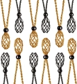 Handmade black and brown adjustable braided wax cord stone holder necklace for crystals - 1 Piece (Black Bead Net Pouch Size 3-5cm) / Black