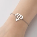 Bracciale minimalista color argento con ciondolo a diamante origami traforato - Color Acciaio