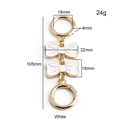Golden bow extension chain with white enamel and spring ring clips for handbags, 105mm length - Gold Buckle + White Bow