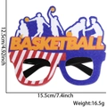 Blauwe vilten basketbal feestbril met oranje letters en silhouetten van basketballers - Dribbelende Speler Stijl
