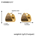 Detailed view of gold stainless steel triangle earrings with gradient zircon inlays - Gold Black Zirconia