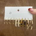 53675-Gold Multi-styles-Pearl Resin Geometric Set