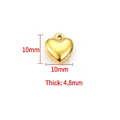 Polished gold heart charm pendant in 10mm size with mirror finish for DIY jewelry - Polished Thick Small Heart Pendant 10mm / 18K Gold
