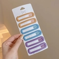 6-piece matte rectangular hair clip set in orange, blue, and purple for girls - 53# Blue + Orange + Purple - 6Pcs