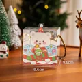 Transparente Weihnachts-Geschenkbox mit weißem Bär und Goldgriffen, 9,6 cm Würfelform - Neuer Weihnachtsbär