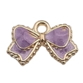 Golden and purple bow-shaped charm pendant with crystal texture for DIY jewelry - Bowknot (15.5x10mm)