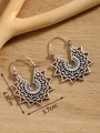 Bohemian vintage silver mandala earrings with turquoise accents and size markings - Radiant Fan Shape / Silver FX726
