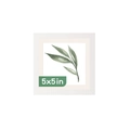 Close-up of 5x5 inch white minimalist square wooden photo frame with green leaf art print - 8x8 Inches / White