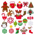 Christmas embroidery patch set featuring Santa, reindeer and snowman for DIY holiday decor - Set 2 (23 Pieces)