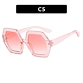 Pink oversized hexagonal sunglasses for women with transparent frames and gradient lenses - Pink Frame Pink Lens