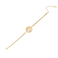 Gold evil eye bracelet with clover charms inside a glass pendant on white background - Clover Evil Eyes Bracelet (6#)