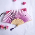 Bamboo folding fan with purple gradient floral pattern and elegant hollow carving - Purple Gradient Flower & Butterfly Hollow-out Style (Women's Fan-83)