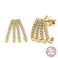 Elegant S925 sterling silver 14k gold plated four-row cubic zirconia crawler earrings - 925 Silver / 14K Gold (Golden)