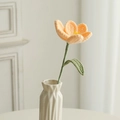 Handmade crochet apricot tulip flower with green stem for Teachers' Day gift - Blooming Tulip (Single) / Light Yellow