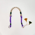 Adjustable colorful woven nylon bag strap with decorative tassels and durable metal rings - Yellow Pink Rope - Purple Strap