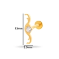 Golden S-shaped titanium labret stud with crystal inlay, size 13mm by 3.5mm - Style 8 (T2505-8#) / Gold