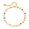 Pulsera de cadena dorada de estilo bohemio con cuentas de colores y cierre de mosquetón - Cobre Bañado en Oro de 18K/Cuentas Multicolor / Estilo de Cuentas Multicolor (KB0369-2) / Colorido