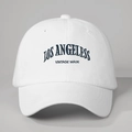 Casquette de baseball vintage blanche avec broderie Los Angeles bleu marine en coton doux - Blanc Avec Lettres Noires
