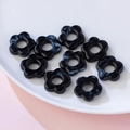 19mm black acrylic five-petal flower charms for DIY handmade earring making accessory - Black Marbled