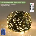 10M warmweiße LED-Lichterkette mit 100 LEDs und Fernbedienung für Festtagsdeko - 10m Batteriebetriebenes Licht mit Fernbedienung