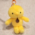 Portachiavi pulcino di peluche giallo con clip arancione e targhetta fashion in pelle - Anatra Gialla