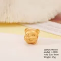 Matte gold mouse zodiac charm bead H-7699 for DIY bracelet making, 4mm hole - H-7699 (Rat)
