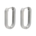 Detailed macro view of U-shaped silver stainless steel earrings with matte finish - U-Line Shape / Silver