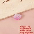 Ciondolo a conchiglia rosa a pois blu con due anellini per gioielli fai da te - Rosso Rosa Doppio Foro (Anello Colore Acciaio)