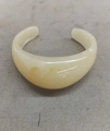 Minimalist wide resin cuff bracelet in cream ivory with natural marbled texture - Beige