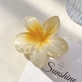 Plumeria claw clip in yellow gradient finish made of high quality resin material - Sunrise Yellow [8.5cm Extra Large]