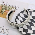 Handmade woven cotton headband in beige white with bohemian texture for women - Off White