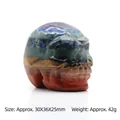 7 Chakra stone carved skull figurine with layered natural gemstones and crystals - Skull