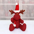 Renna di Natale di peluche a quadri rossi e neri con un cappello festivo decorativo - Piccolo Rosso & Nero Plaid